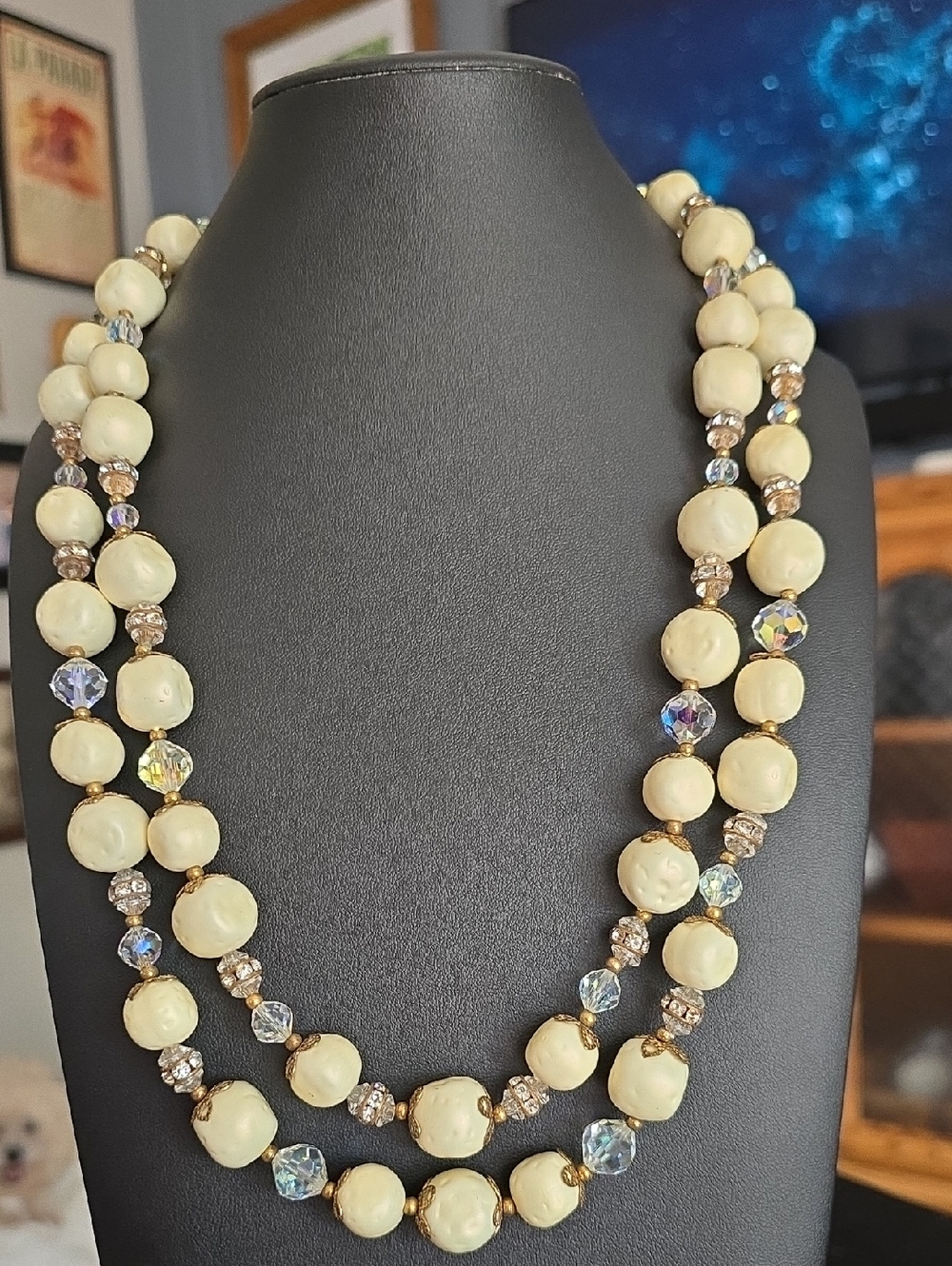 Classic Cream Bead Double Strand Necklace - Unbranded
